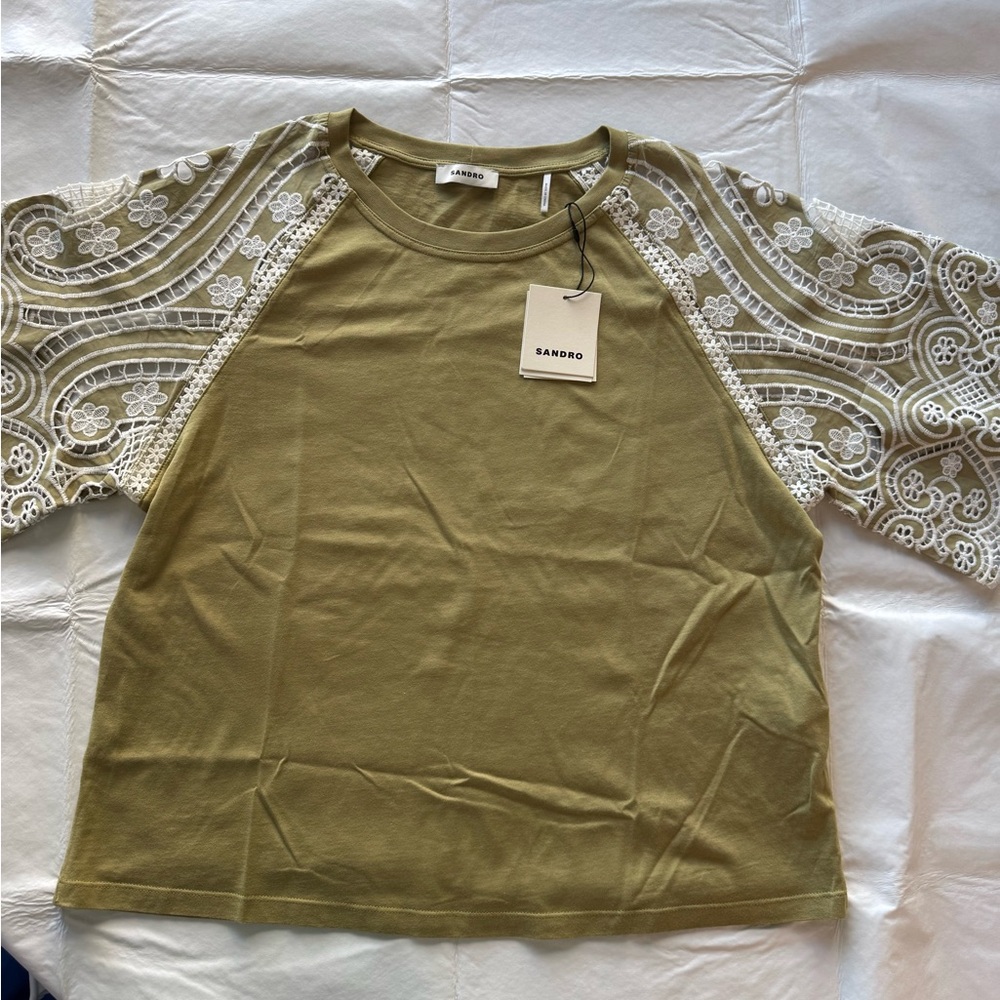 Sandro Green Boxy Short Sleeve T-Shirt
